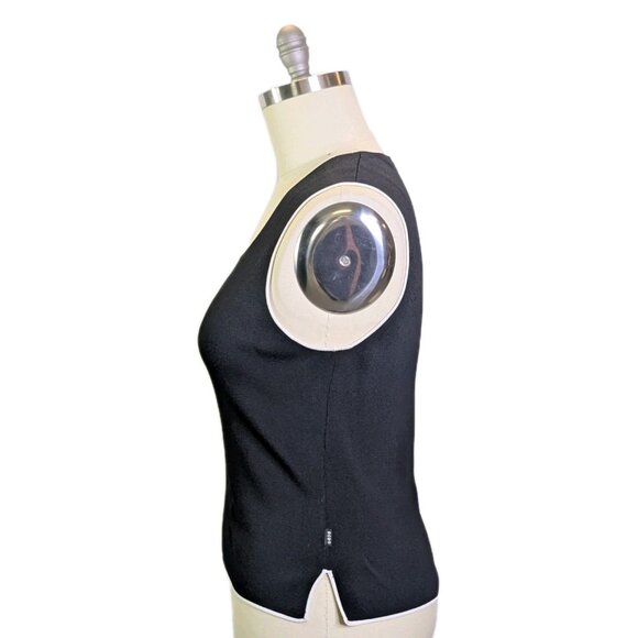 Vintage BCBG Max Azria Knit Shell Top Black White Trim - Picture 2 of 12